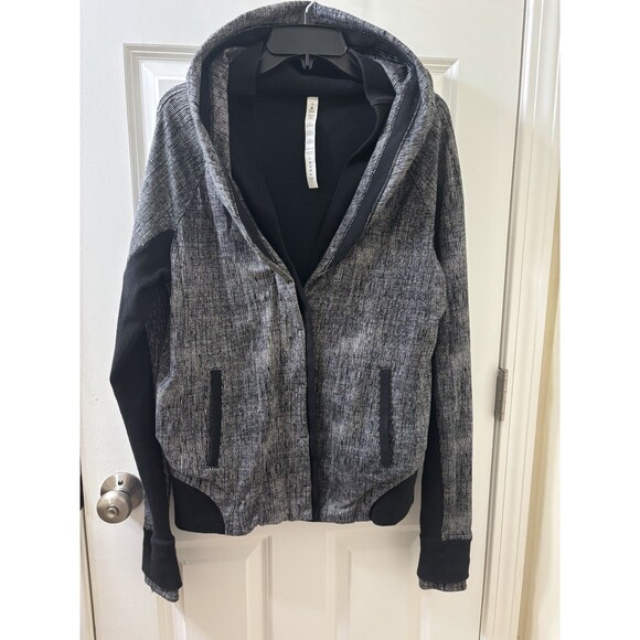 Lululemon To Class Black & Gray Shawl Collar French Terry Jacket 12 Athleisure - Picture 1 of 12